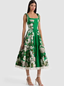 Alice and Olivia MIDI*ROSALEE BUSTIER MIDI DRESS