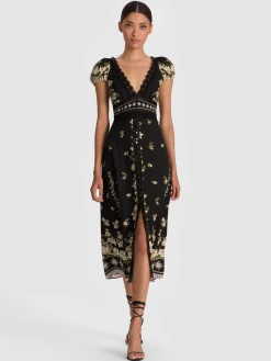 Alice and Olivia MIDI*ROSE MIDI DRESS REGAL RETREAT