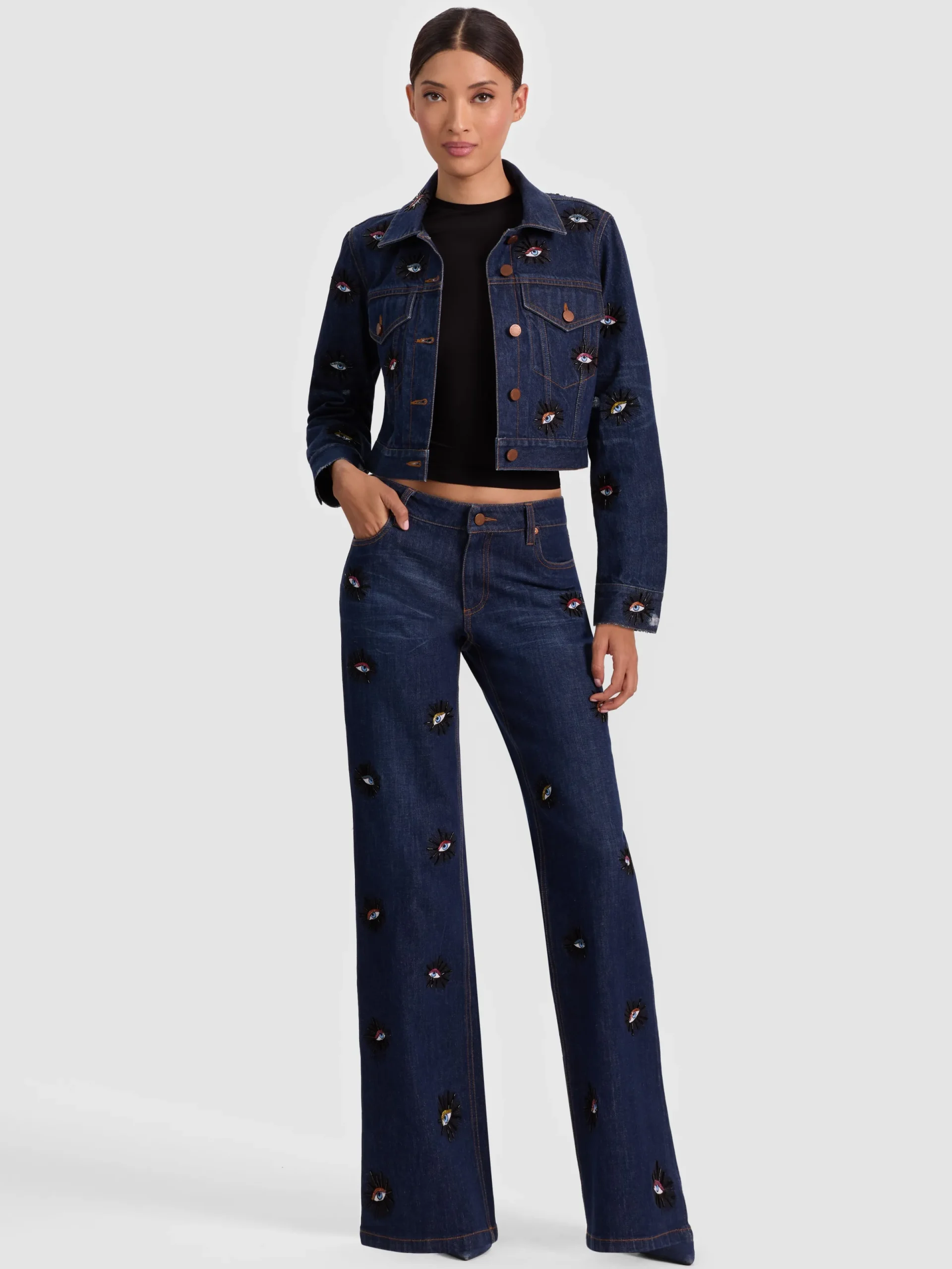 Alice and Olivia JEANS*ROXIE EMBELLISHED JEAN