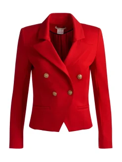 Alice and Olivia BLAZERS*SABLE DOUBLE BREASTED CROPPED BLAZER