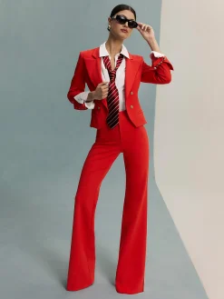 Alice and Olivia BLAZERS*SABLE DOUBLE BREASTED CROPPED BLAZER