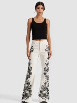 Alice and Olivia JEANS*SB EMBROIDERED JEAN SOFT WHITE