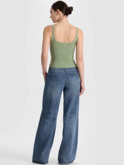 Alice and Olivia TANKS*SHANA RIBBED TANK GREY MINERAL