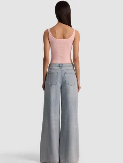 Alice and Olivia TANKS*SHANA RIBBED TANK GREY MINERAL