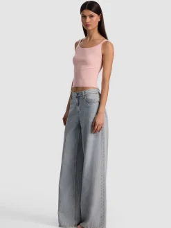 Alice and Olivia TANKS*SHANA RIBBED TANK GREY MINERAL