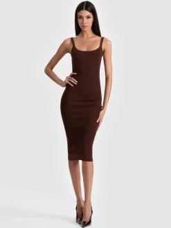 Alice and Olivia FRIENDS + FAMILY*SHANA RIBBED TANK DRESS BUTTER/ECRU