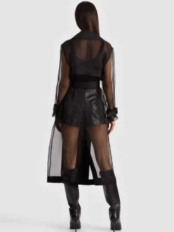 Alice and Olivia COATS*SILVIA SHEER MAXI TRENCH OFF WHITE