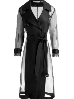 Alice and Olivia COATS*SILVIA SHEER MAXI TRENCH OFF WHITE