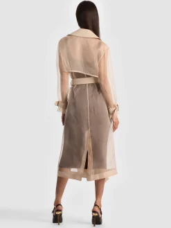 Alice and Olivia COATS*SILVIA SHEER MAXI TRENCH LATTE