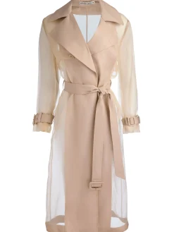 Alice and Olivia COATS*SILVIA SHEER MAXI TRENCH LATTE