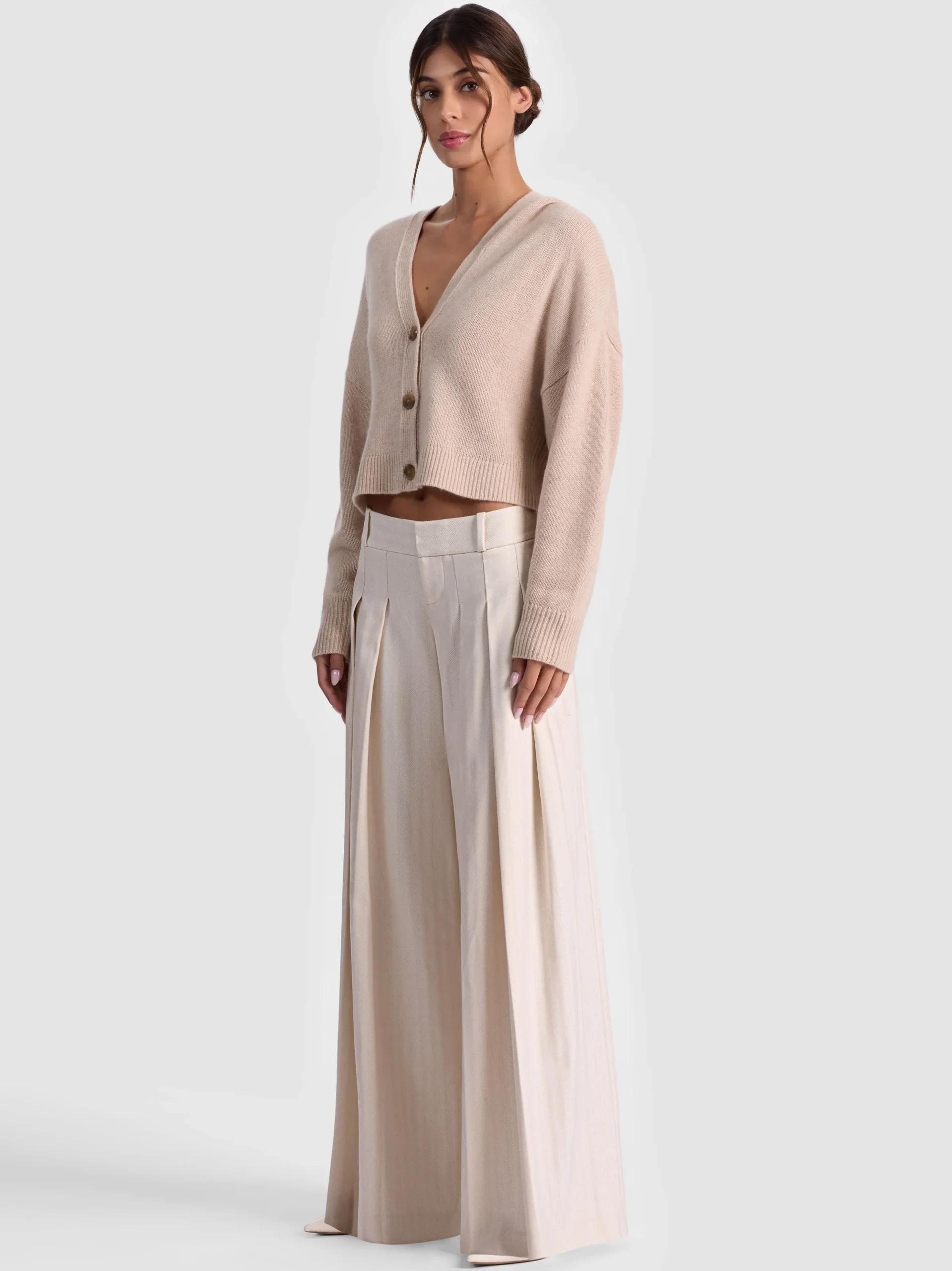 Alice and Olivia WIDE LEG*SIMON PLEATED TROUSER DARK OLIVE