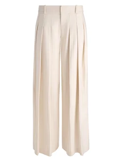 Alice and Olivia WIDE LEG*SIMON PLEATED TROUSER DARK OLIVE