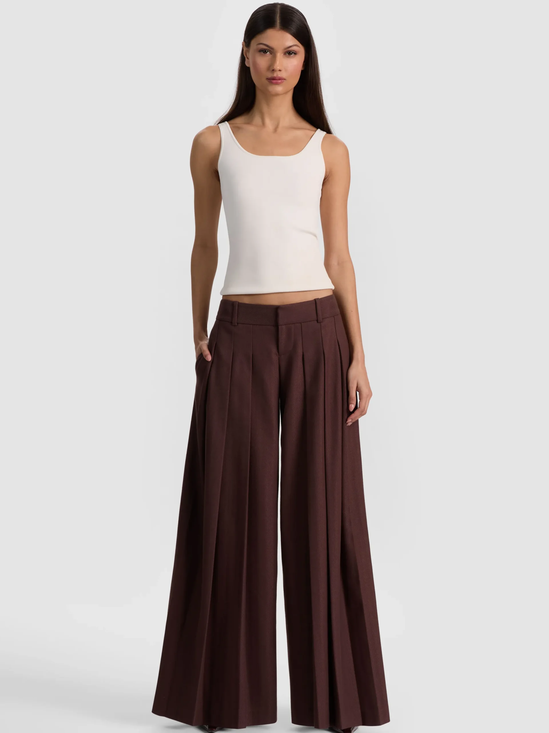 Alice and Olivia WIDE LEG*SIMON PLEATED TROUSER BLACK