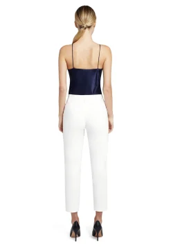 Alice and Olivia ANDREW PANT|JADE MESH BUTTON DOWN*STACEY SLIM TROUSER BLACK