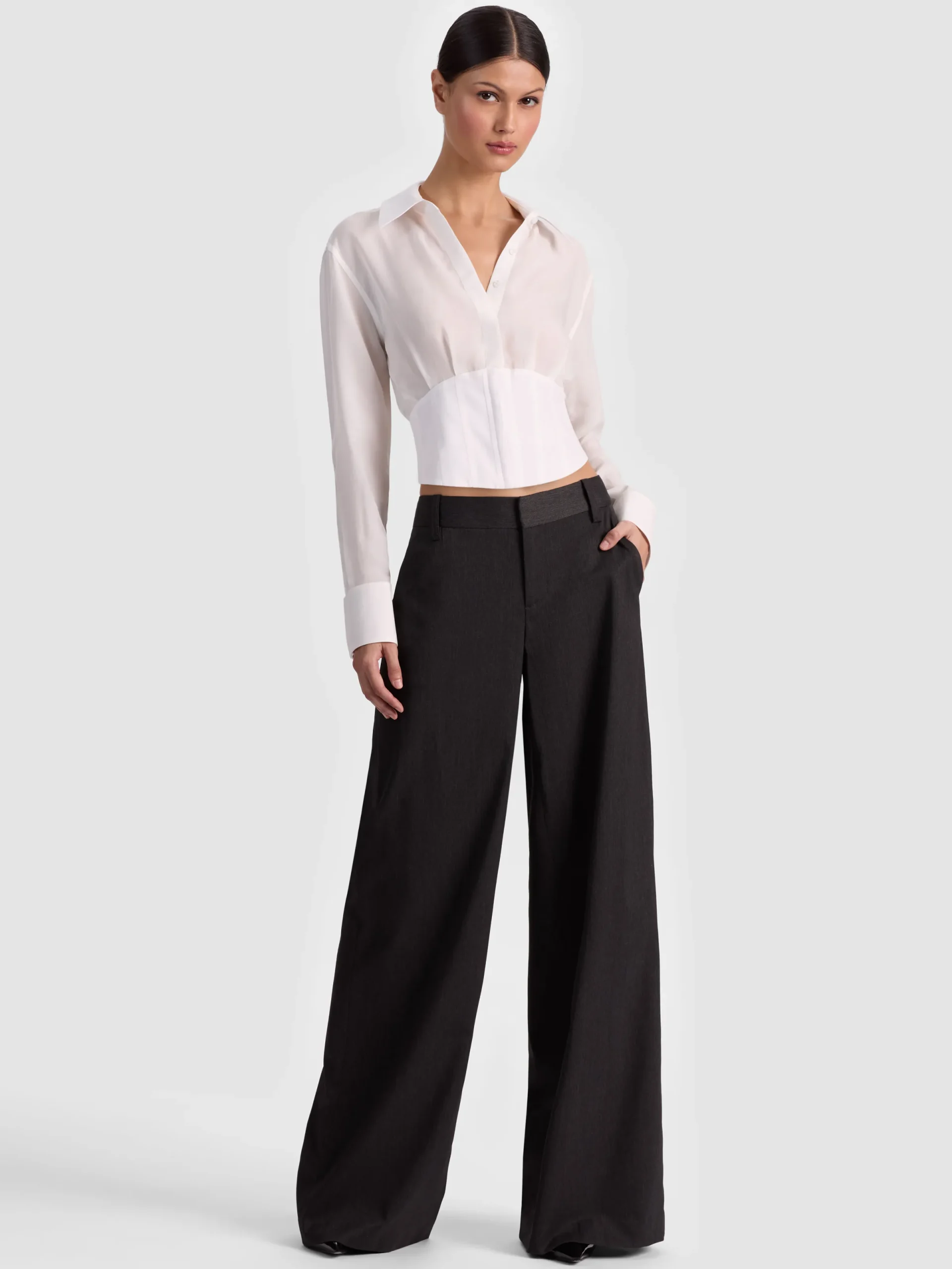Alice and Olivia WIDE LEG*STU BAGGY PANT BLACK