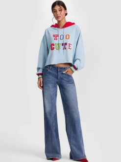 Alice and Olivia PULLOVERS*SUNNY CROPPED HOODIE GREY MINERAL