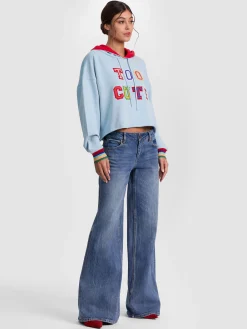 Alice and Olivia PULLOVERS*SUNNY CROPPED HOODIE GREY MINERAL