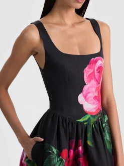 Alice and Olivia MAXI*TARRIE MAXI DRESS EMPRESS BLOOM BLACK