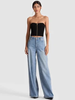 Alice and Olivia CROP TOPS*TASHA ZIP FRONT CORSET WHITE