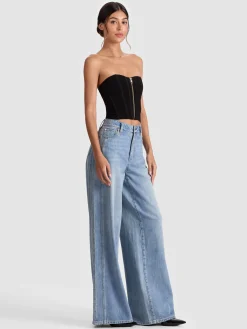 Alice and Olivia CROP TOPS*TASHA ZIP FRONT CORSET WHITE