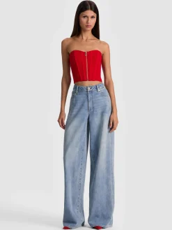 Alice and Olivia CROP TOPS*TASHA ZIP FRONT CORSET BLACK