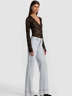 Alice and Olivia BODYSUITS*TEAGAN LACE BODYSUIT LATTE