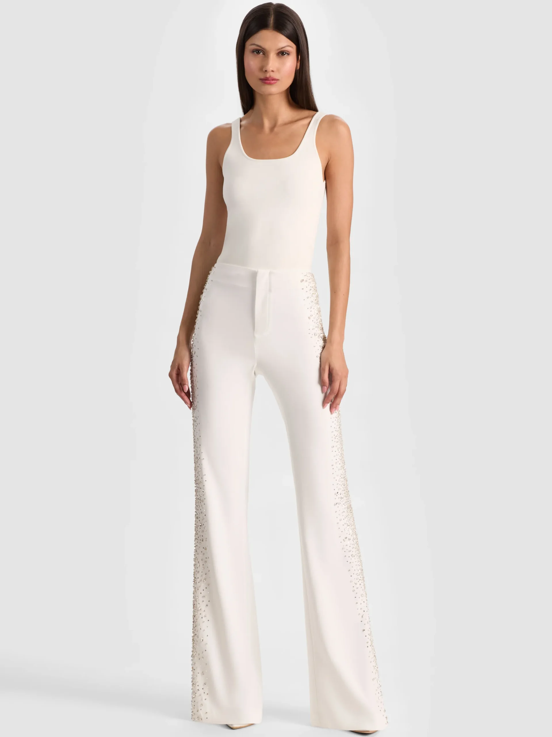 Alice and Olivia ANDREW PANT|JADE MESH BUTTON DOWN*TEENY BOOTCUT PANT BLACK