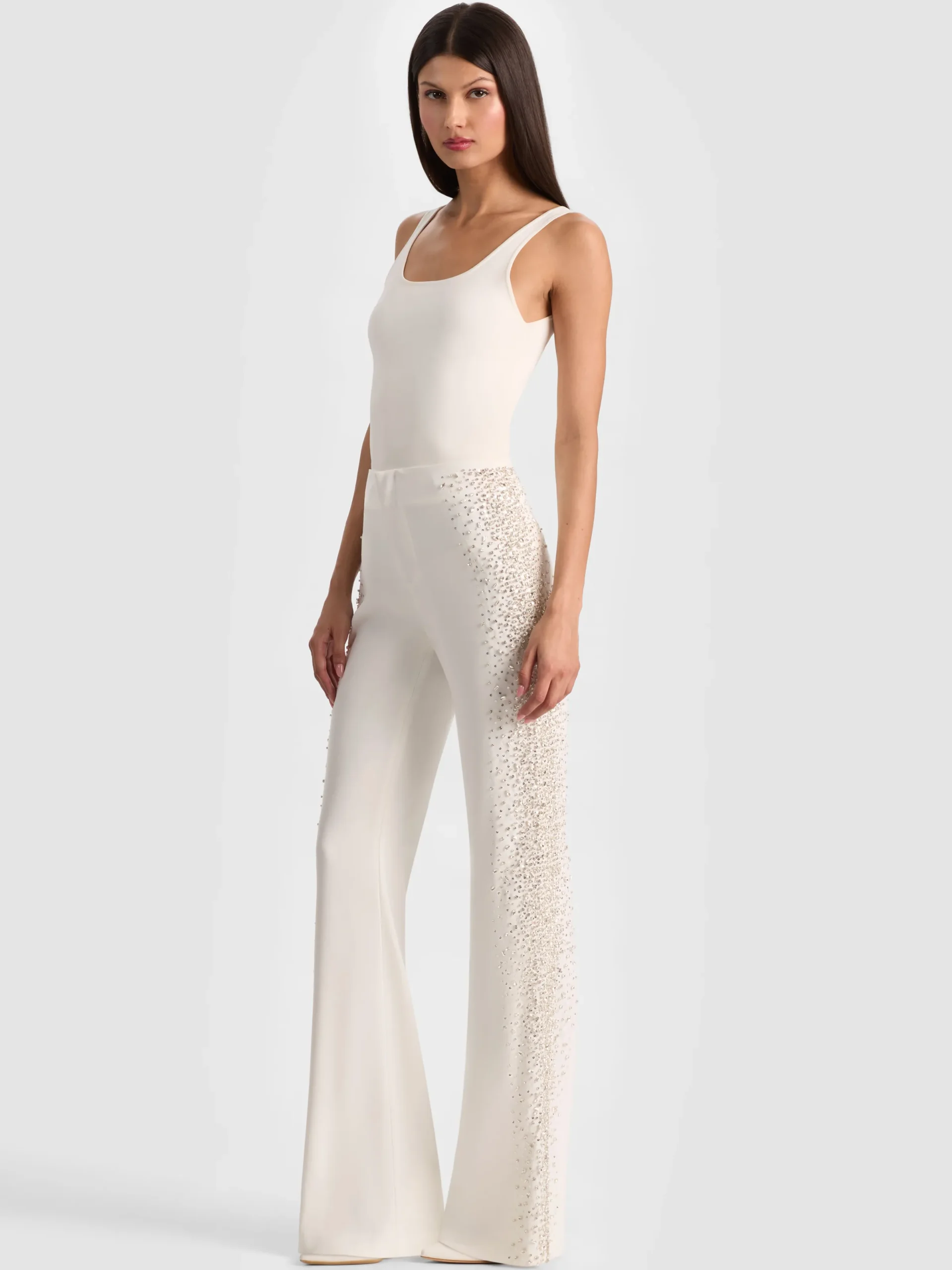 Alice and Olivia ANDREW PANT|JADE MESH BUTTON DOWN*TEENY BOOTCUT PANT BLACK