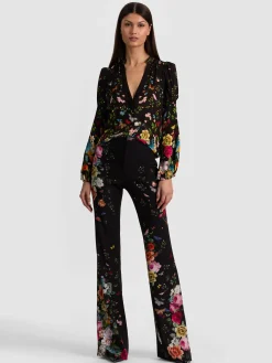 Alice and Olivia ANDREW PANT|JADE MESH BUTTON DOWN*TEENY BOOTCUT PANT OFF WHITE