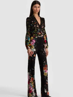 Alice and Olivia ANDREW PANT|JADE MESH BUTTON DOWN*TEENY BOOTCUT PANT OFF WHITE