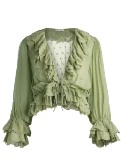 Alice and Olivia BLOUSES*TENNEY CROPPED BLOUSE MYSTIC GARDEN ENGLISH ROSE