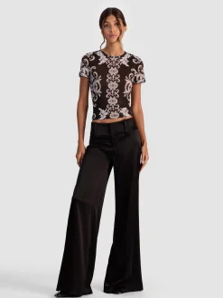 Alice and Olivia CROP TOPS*TESS MESH TEE PAISLEY POEM