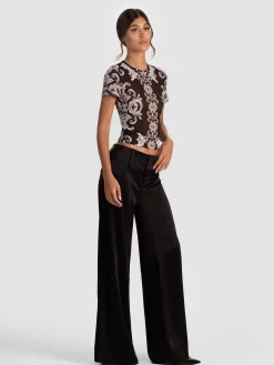 Alice and Olivia CROP TOPS*TESS MESH TEE PAISLEY POEM