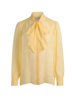 Alice and Olivia BLOUSES*THAYER TIE NECK BLOUSE TWISTING VINES OFF WHITE