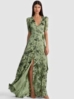 Alice and Olivia MAXI*TIANA MAXI DRESS MYSTIC GARDEN ENGLISH ROSE