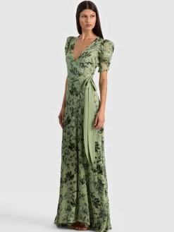 Alice and Olivia MAXI*TIANA MAXI DRESS MYSTIC GARDEN ENGLISH ROSE