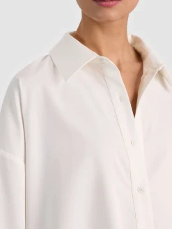 Alice and Olivia CROP TOPS*TOBIE CINCHED BUTTON DOWN BLACK