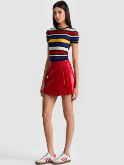 Alice and Olivia MINI*TONI VEGAN MINI SKIRT OFF WHITE