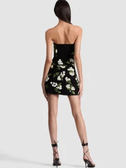 Alice and Olivia MINI*VELIA EMBELLISHED MINI GOWN OFF WHITE