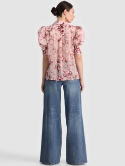 Alice and Olivia BLOUSES*WILLA PUFF SLEEVE BLOUSE GREY MINERAL