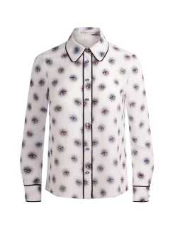 Alice and Olivia BLOUSES*WILLA SILK BLOUSE DARLA LIGHT INDIGO