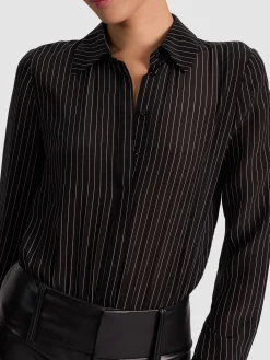 Alice and Olivia BODYSUITS*WILLA SILK BODYSUIT OFF WHITE