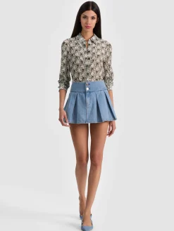 Alice and Olivia BLOUSES*WILLA STACEFACE SILK BLOUSE VISIONARY
