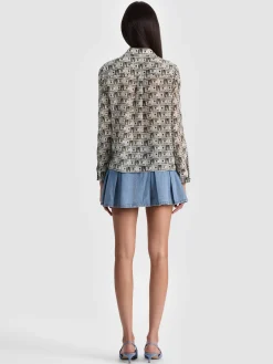 Alice and Olivia BLOUSES*WILLA STACEFACE SILK BLOUSE VISIONARY