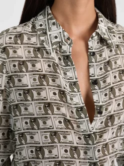 Alice and Olivia BLOUSES*WILLA STACEFACE SILK BLOUSE VISIONARY