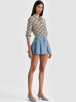 Alice and Olivia BLOUSES*WILLA STACEFACE SILK BLOUSE VISIONARY
