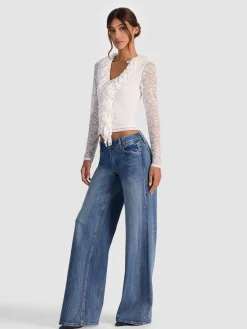 Alice and Olivia CROP TOPS*YARA RUFFLE TOP GREY MINERAL